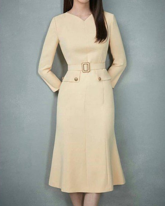 Long sleeve solid color skirt HE1108-02-03