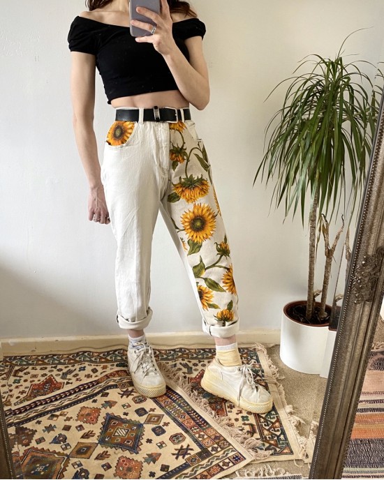 women's sunflower pattern trousers  HE1511-03-01