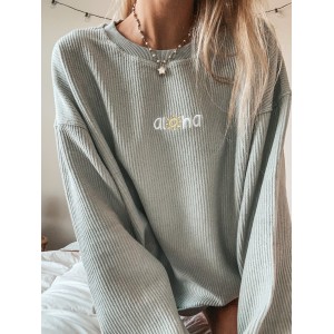 women's long sleeve round neck pullover T-shirt HE1511-04-04