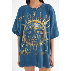 Sun Fire God Worn Out Hole Wide T-shirt Skirt HF2618-04-04